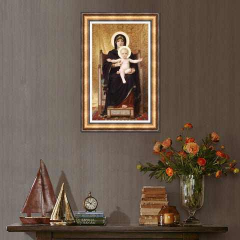 INVIN ART Framed Canvas Art Giclee Print Virgin and Child by William Adolphe Bouguereau Wall Art Living Room Home Office Decorations