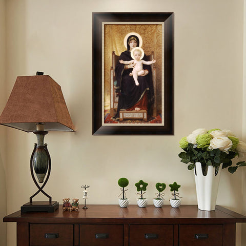 INVIN ART Framed Canvas Art Giclee Print Virgin and Child by William Adolphe Bouguereau Wall Art Living Room Home Office Decorations