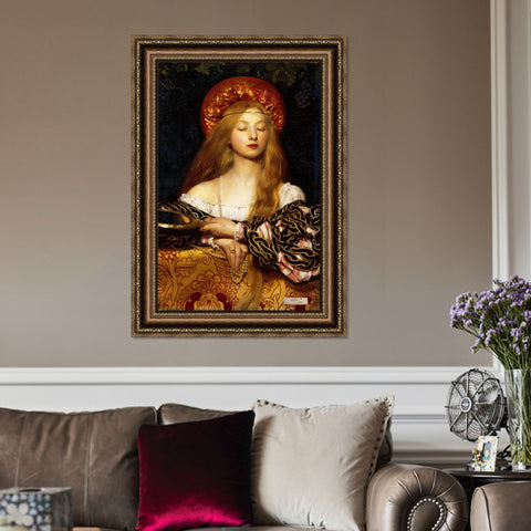 INVIN ART Framed Canvas Art Giclee Print Woman with Mirror by William Adolphe Bouguereau Wall Art Living Room Home Office Decorations