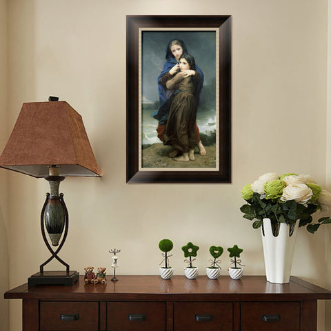 INVIN ART Framed Canvas Art Giclee Print The Storm by William Adolphe Bouguereau Wall Art Living Room Home Office Decorations