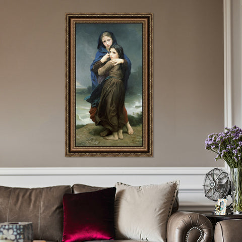 INVIN ART Framed Canvas Art Giclee Print The Storm by William Adolphe Bouguereau Wall Art Living Room Home Office Decorations