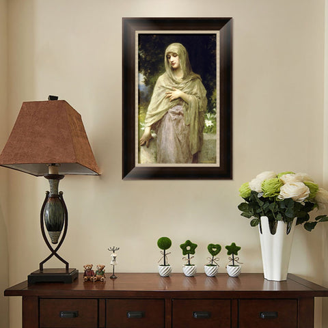 INVIN ART Framed Canvas Art Giclee Print Modestie 1902 by William Adolphe Bouguereau Wall Art Living Room Home Office Decorations