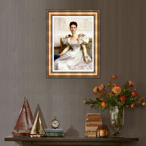 INVIN ART Framed Canvas Art Giclee Print Portrait of Madame la Comtesse de Cambaceres by William Adolphe Bouguereau Wall Art Living Room Home Office Decorations