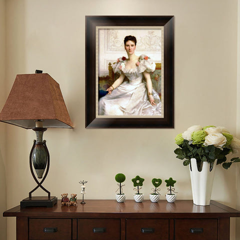 INVIN ART Framed Canvas Art Giclee Print Portrait of Madame la Comtesse de Cambaceres by William Adolphe Bouguereau Wall Art Living Room Home Office Decorations
