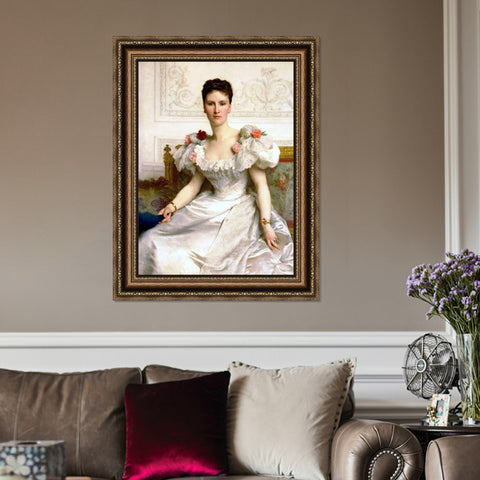 INVIN ART Framed Canvas Art Giclee Print Portrait of Madame la Comtesse de Cambaceres by William Adolphe Bouguereau Wall Art Living Room Home Office Decorations