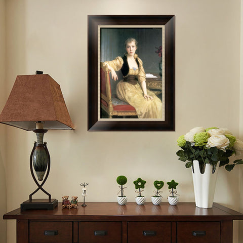 INVIN ART Framed Canvas Art Giclee Print Portrait of Lady Maxwell by William Adolphe Bouguereau Wall Art Living Room Home Office Decorations