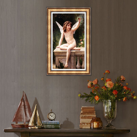 INVIN ART Framed Canvas Art Giclee Print The Prisoner by William Adolphe Bouguereau Wall Art Living Room Home Office Decorations