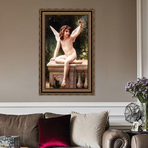 INVIN ART Framed Canvas Art Giclee Print The Prisoner by William Adolphe Bouguereau Wall Art Living Room Home Office Decorations