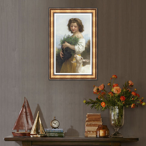 INVIN ART Framed Canvas Art Giclee Print Little Esmeralda by William Adolphe Bouguereau Wall Art Living Room Home Office Decorations