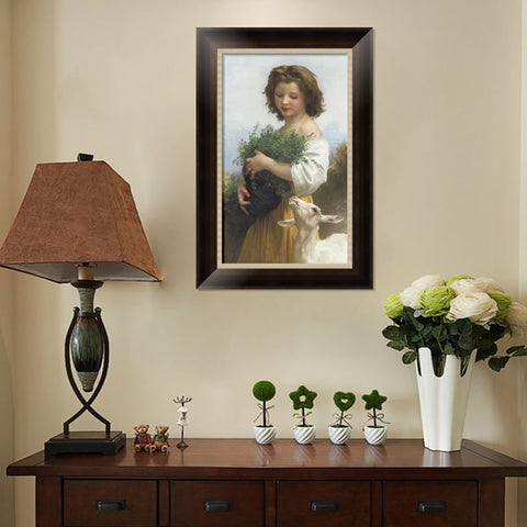 INVIN ART Framed Canvas Art Giclee Print Little Esmeralda by William Adolphe Bouguereau Wall Art Living Room Home Office Decorations