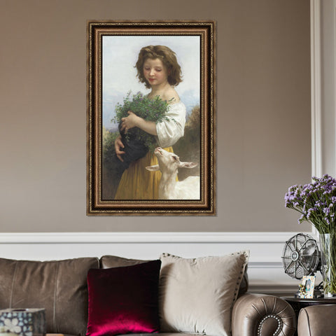 INVIN ART Framed Canvas Art Giclee Print Little Esmeralda by William Adolphe Bouguereau Wall Art Living Room Home Office Decorations