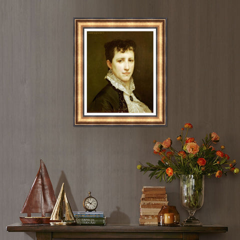 INVIN ART Framed Canvas Art Giclee Print Portrait of Miss Elizabeth Gardner by William Adolphe Bouguereau Wall Art Living Room Home Office Decorations