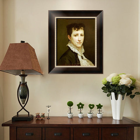 INVIN ART Framed Canvas Art Giclee Print Portrait of Miss Elizabeth Gardner by William Adolphe Bouguereau Wall Art Living Room Home Office Decorations