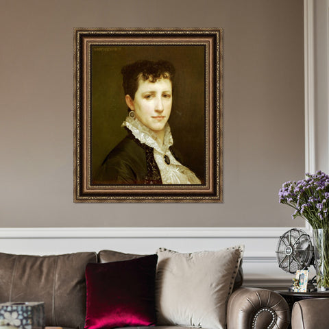 INVIN ART Framed Canvas Art Giclee Print Portrait of Miss Elizabeth Gardner by William Adolphe Bouguereau Wall Art Living Room Home Office Decorations