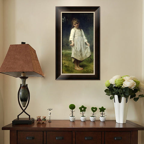 INVIN ART Framed Canvas Art Giclee Print The Curtsey by William Adolphe Bouguereau Wall Art Living Room Home Office Decorations