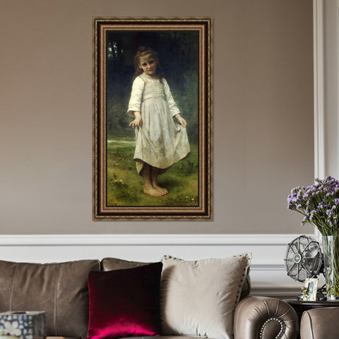 INVIN ART Framed Canvas Art Giclee Print The Curtsey by William Adolphe Bouguereau Wall Art Living Room Home Office Decorations