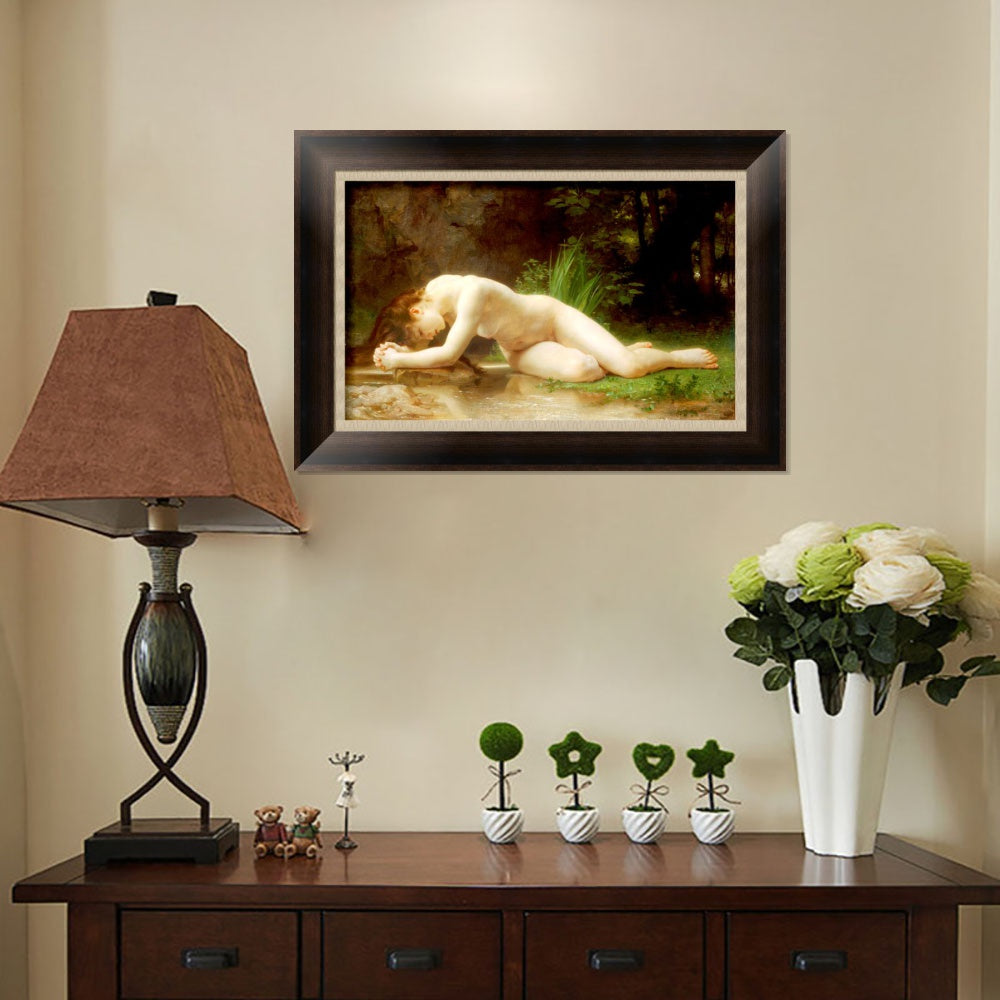 INVIN ART Framed Canvas Art Giclee Print Biblis by William Adolphe Bouguereau Wall Art Living Room Home Office Decorations