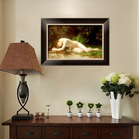 INVIN ART Framed Canvas Art Giclee Print Biblis by William Adolphe Bouguereau Wall Art Living Room Home Office Decorations