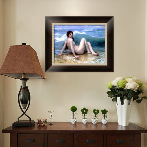 INVIN ART Framed Canvas Art Giclee Print The Wave by the Furies by William Adolphe Bouguereau Wall Art Living Room Home Office Decorations