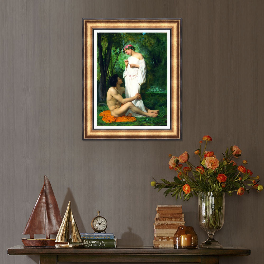 INVIN ART Framed Canvas Art Giclee Print the Seated Man and Standing woman by the Furies by William Adolphe Bouguereau Wall Art Living Room Home Office Decorations