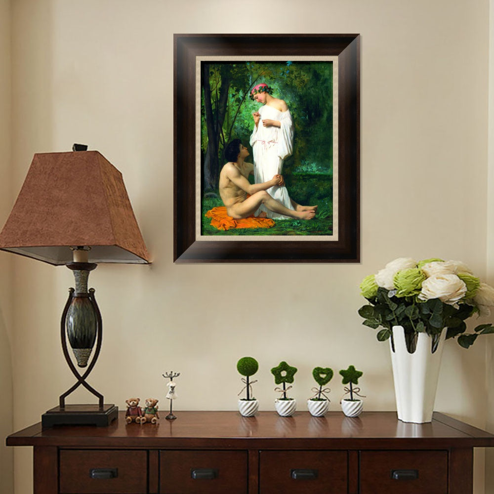 INVIN ART Framed Canvas Art Giclee Print the Seated Man and Standing woman by the Furies by William Adolphe Bouguereau Wall Art Living Room Home Office Decorations