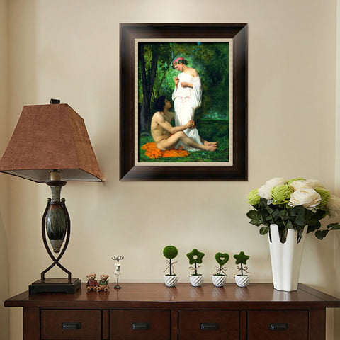 INVIN ART Framed Canvas Art Giclee Print the Seated Man and Standing woman by the Furies by William Adolphe Bouguereau Wall Art Living Room Home Office Decorations
