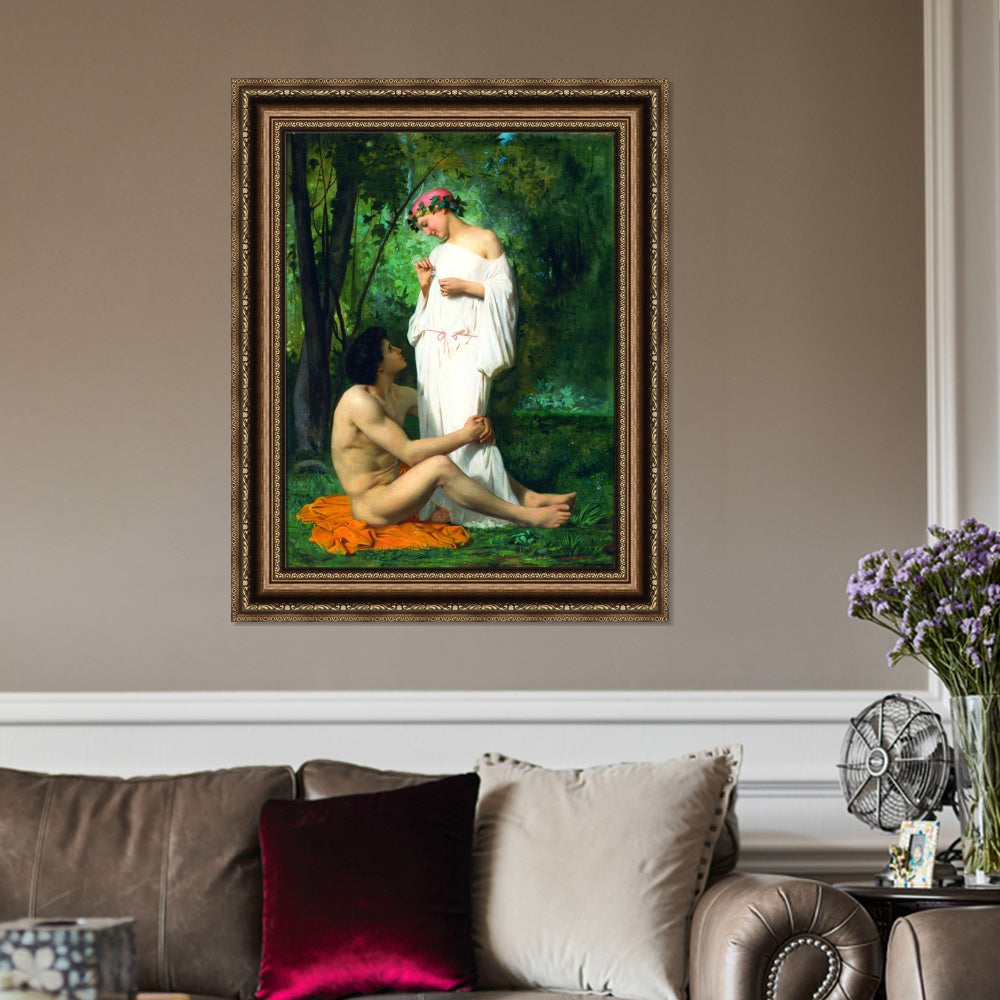 INVIN ART Framed Canvas Art Giclee Print the Seated Man and Standing woman by the Furies by William Adolphe Bouguereau Wall Art Living Room Home Office Decorations
