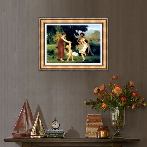 INVIN ART Framed Canvas Art Giclee Print Pastoral Scene by William Adolphe Bouguereau Wall Art Living Room Home Office Decorations