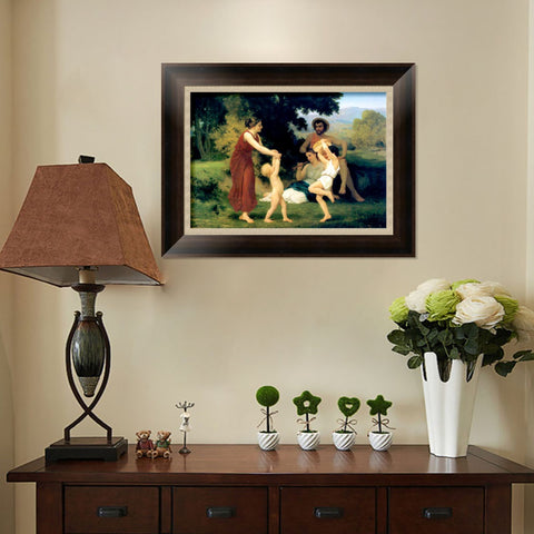 INVIN ART Framed Canvas Art Giclee Print Pastoral Scene by William Adolphe Bouguereau Wall Art Living Room Home Office Decorations
