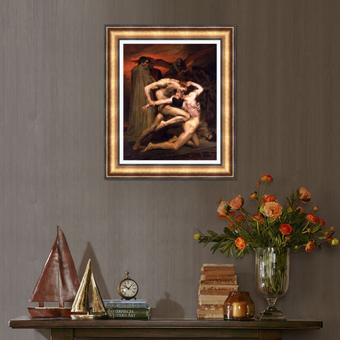 INVIN ART Framed Canvas Art Giclee Print Dante and Virgil in Hell (1850) by the Furies by William Adolphe Bouguereau Wall Art Living Room Home Office Decorations