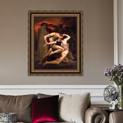 INVIN ART Framed Canvas Art Giclee Print Dante and Virgil in Hell (1850) by the Furies by William Adolphe Bouguereau Wall Art Living Room Home Office Decorations