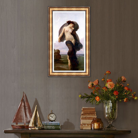 INVIN ART Framed Canvas Art Giclee Print La Crepuscule (Evening Mood) by William Adolphe Bouguereau Wall Art Living Room Home Office Decorations