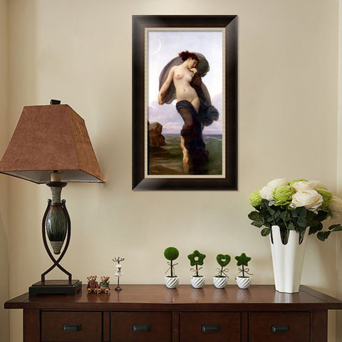 INVIN ART Framed Canvas Art Giclee Print La Crepuscule (Evening Mood) by William Adolphe Bouguereau Wall Art Living Room Home Office Decorations