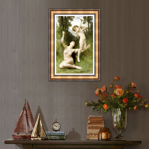 INVIN ART Framed Canvas Art Giclee Print Angles#165 by William Adolphe Bouguereau Wall Art Living Room Home Office Decorations