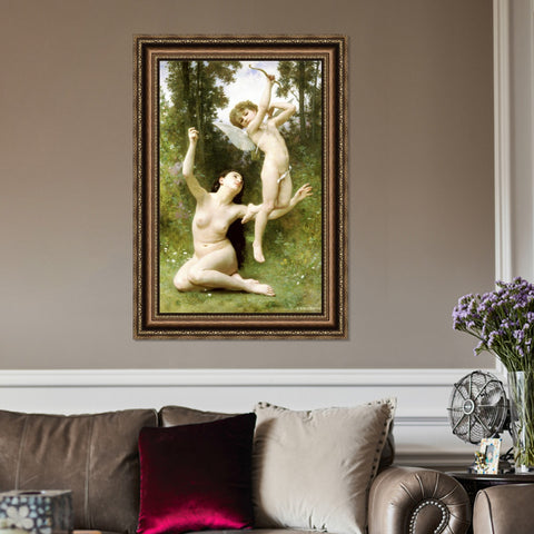 INVIN ART Framed Canvas Art Giclee Print Angles#165 by William Adolphe Bouguereau Wall Art Living Room Home Office Decorations