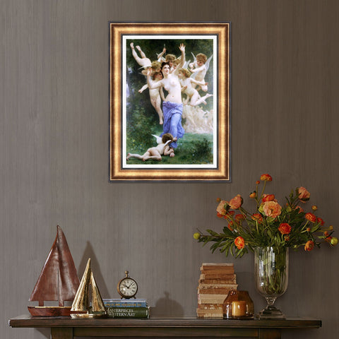 INVIN ART Framed Canvas Art Giclee Print Angles#168 by the Furies by William Adolphe Bouguereau Wall Art Living Room Home Office Decorations