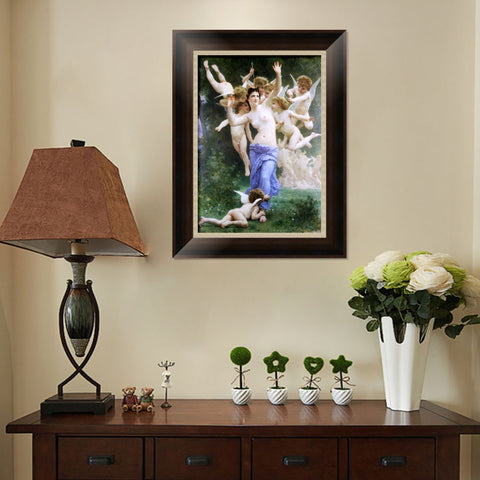 INVIN ART Framed Canvas Art Giclee Print Angles#168 by the Furies by William Adolphe Bouguereau Wall Art Living Room Home Office Decorations