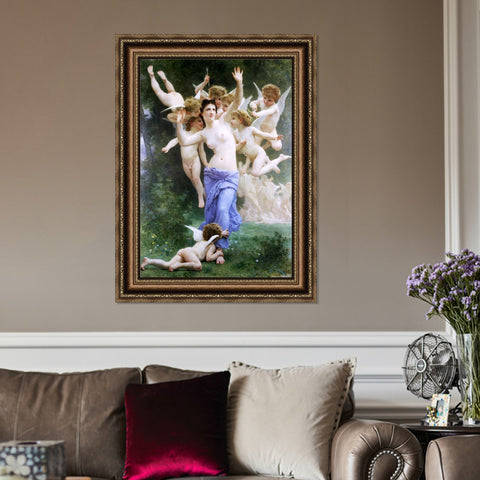 INVIN ART Framed Canvas Art Giclee Print Angles#168 by the Furies by William Adolphe Bouguereau Wall Art Living Room Home Office Decorations