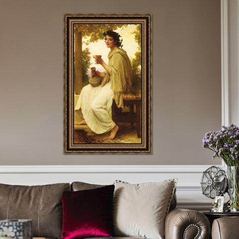 INVIN ART Framed Canvas Art Giclee Print Woman Drinking by William Adolphe Bouguereau Wall Art Living Room Home Office Decorations