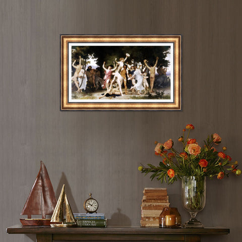 INVIN ART Framed Canvas Art Giclee Print La jeunesse de Bacchus#177 by William Adolphe Bouguereau Wall Art Living Room Home Office Decorations