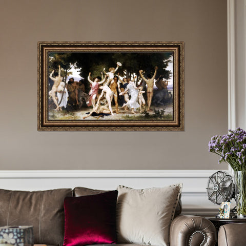 INVIN ART Framed Canvas Art Giclee Print La jeunesse de Bacchus#177 by William Adolphe Bouguereau Wall Art Living Room Home Office Decorations