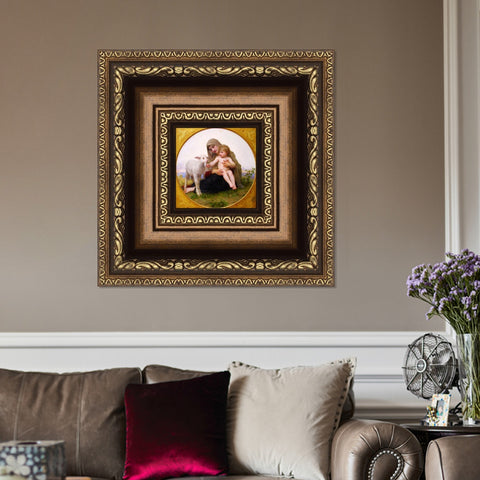 INVIN ART Framed Canvas Art Giclee Print The Virgin Lamb by William Adolphe Bouguereau Wall Art Living Room Home Office Decorations