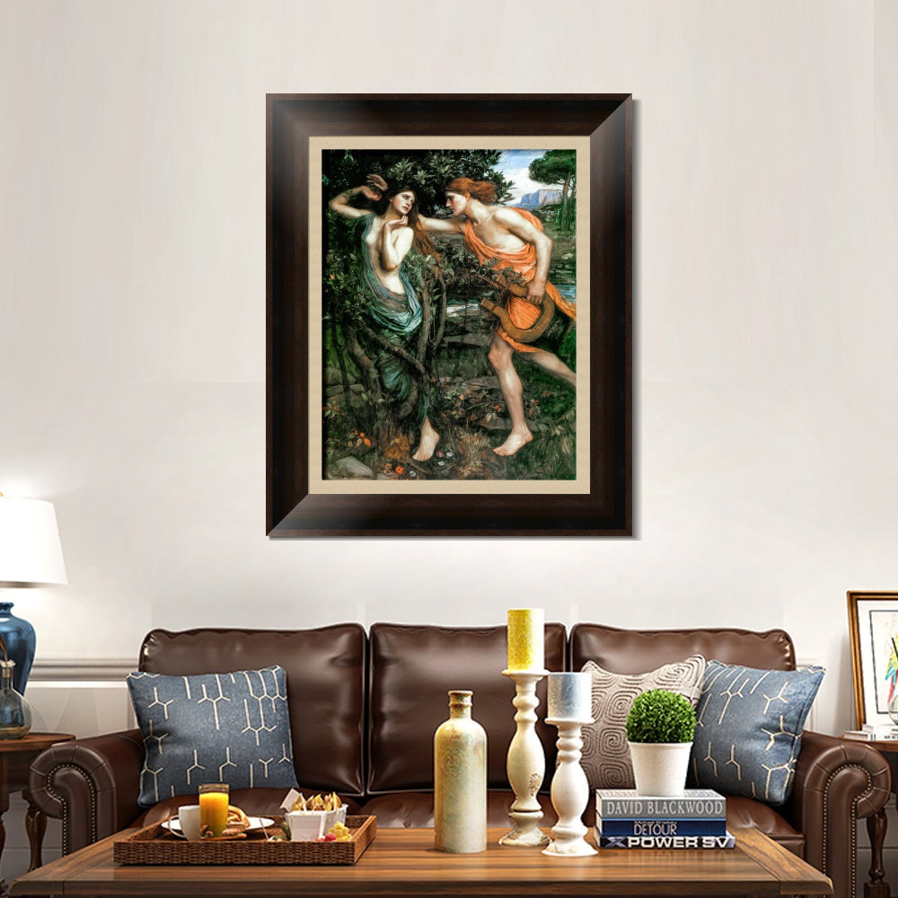 INVIN ART Framed Canvas Art Giclee Print Apollo and Daphne by John William Waterhouse Wall Art