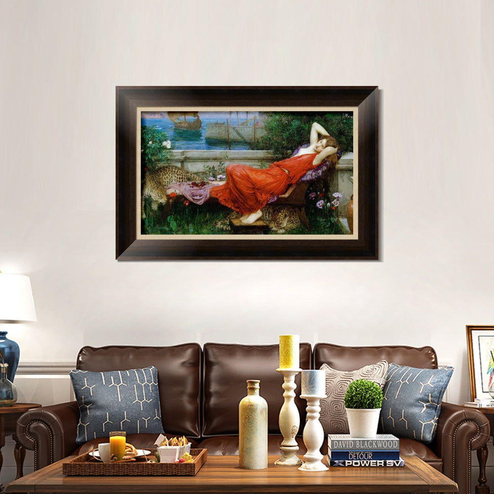 INVIN ART Framed Canvas Art Giclee Print Ariadne by John William Waterhouse Wall Art
