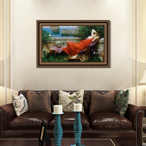 INVIN ART Framed Canvas Art Giclee Print Ariadne by John William Waterhouse Wall Art Living Room Home Office Decorations