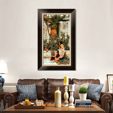 INVIN ART Framed Canvas Art Giclee Print The Toilet at Capri 1889 by John William Waterhouse Wall Art Living Room Home Office Decorations