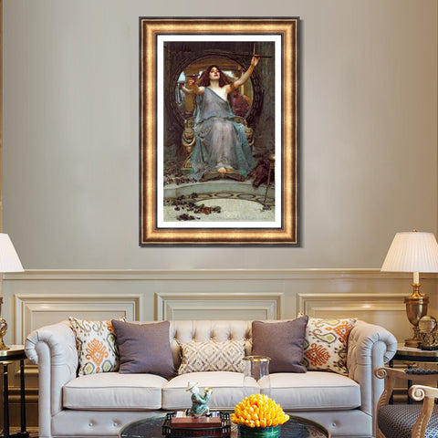 INVIN ART Framed Canvas Art Giclee Print Circe Offering The Cup to Odysseus 1891 by John William Waterhouse Wall Art Living Room Home Office Decorations