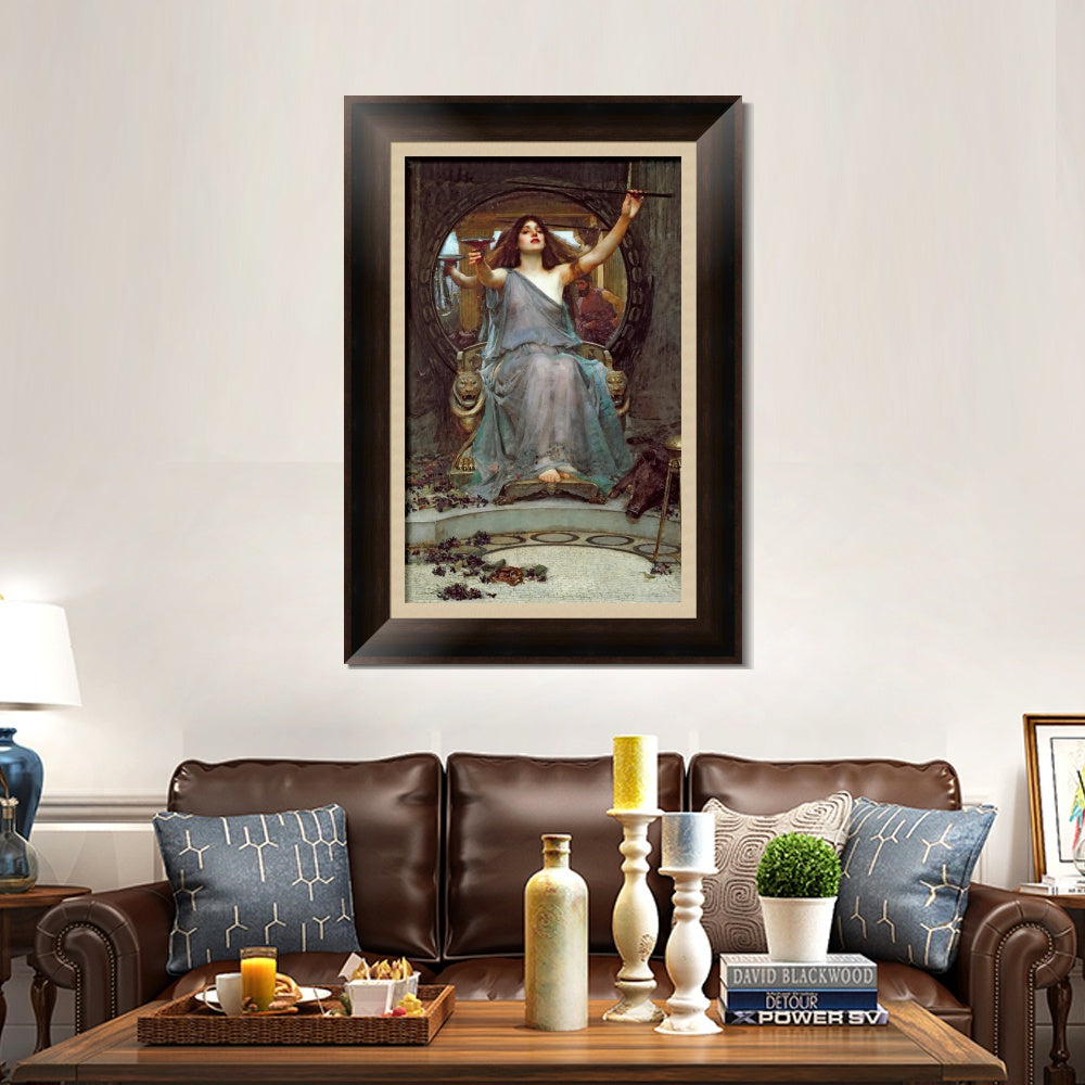 INVIN ART Framed Canvas Art Giclee Print Circe Offering The Cup to Odysseus 1891 by John William Waterhouse Wall Art
