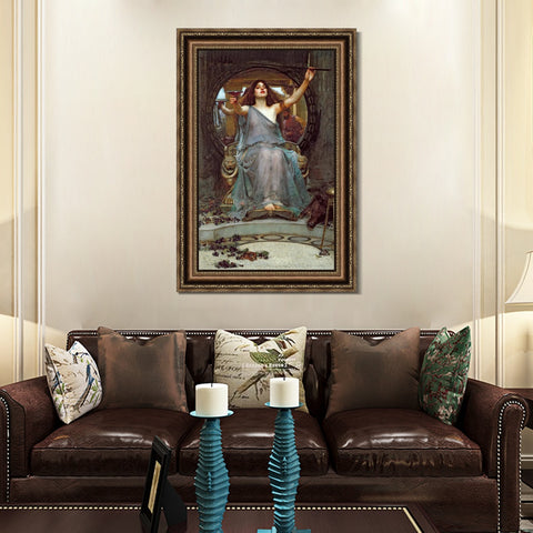 INVIN ART Framed Canvas Art Giclee Print Circe Offering The Cup to Odysseus 1891 by John William Waterhouse Wall Art Living Room Home Office Decorations