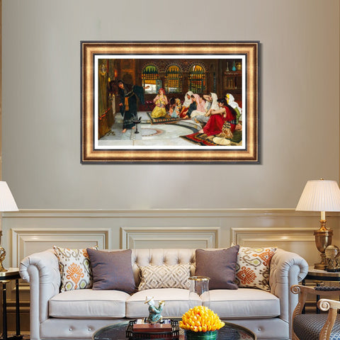 INVIN ART Framed Canvas Art Giclee Print Consulting the Oracle by John William Waterhouse Wall Art Living Room Home Office Decorations